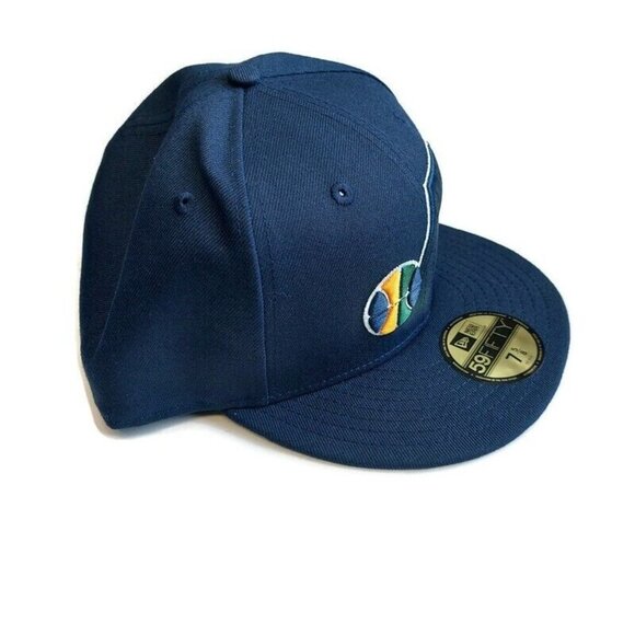 59Fifty New Era Size 7 5/8 NBA Utah Jazz Fitted Hat OTC Cap Blue - Picture 3 of 7